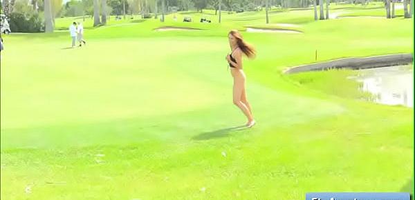 trendsSensual teen amateur Anyah run naked on the golf course and finger fuck her wet pussy deep